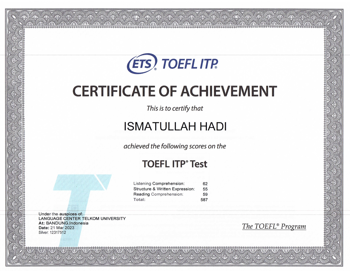 sertifikat TOEFL ITP